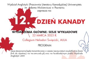 Zaproszenie do udziału w 12. Tygodniu Kanady na Wydziale Anglistyki!