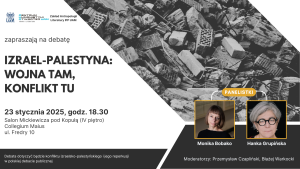 Debata „Izrael-Palestyna: wojna tam, konflikt tu”, 23.01. godz. 18.30, Collegium Maius